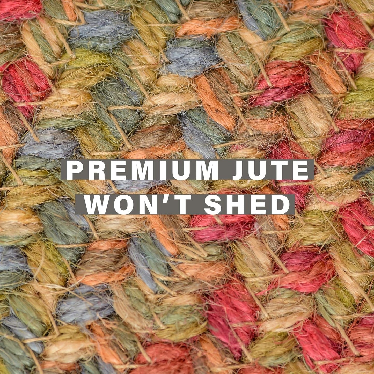 Azalea Multicolor Braided Oval Area Rugs, Jute, 5x8' - Perfect Country Primitive Decor for Living Room, Dining Room, Everywhere