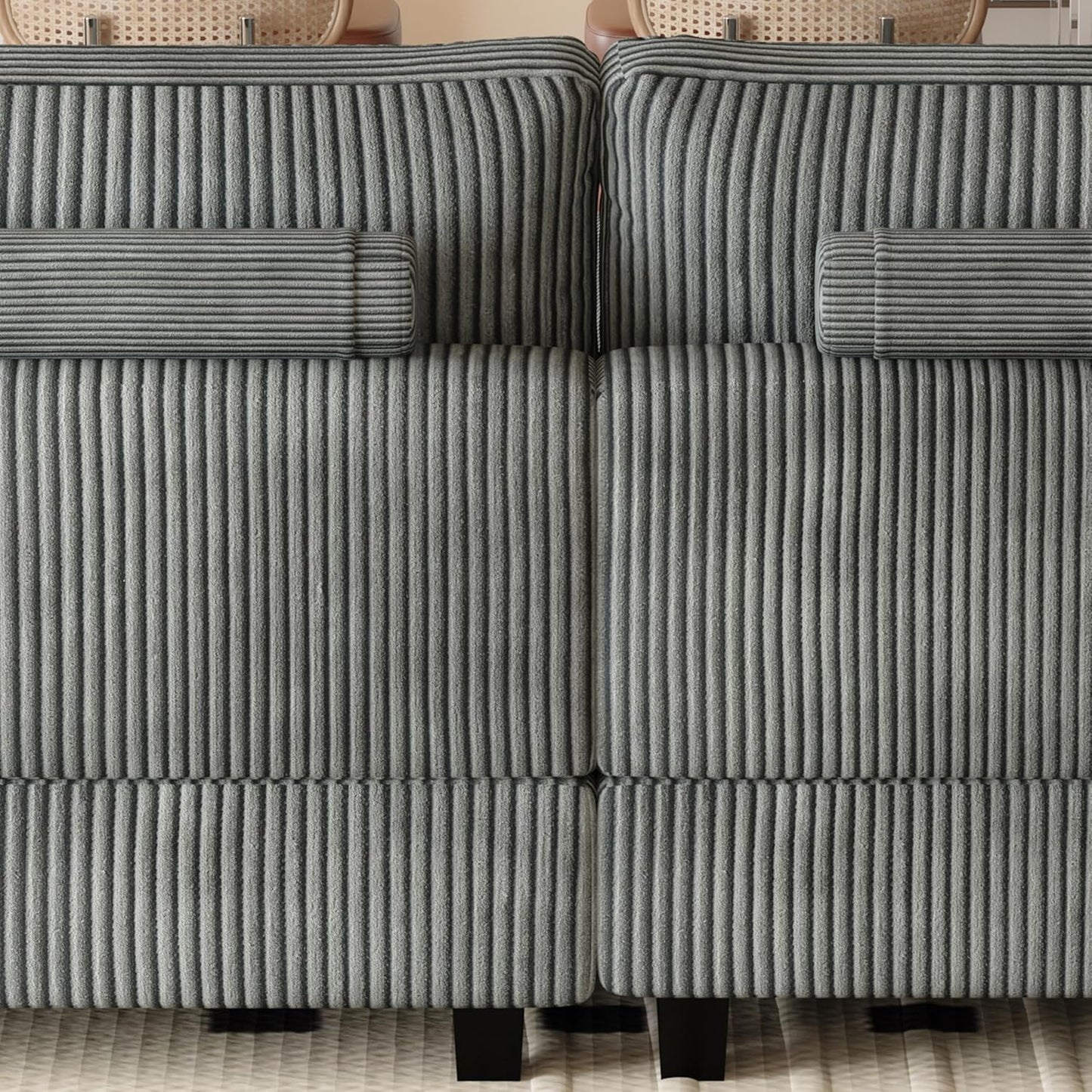 Eafurn 132.68" Oversized L Shaped Modular Sectional Sofa Couch with Reversible Chaise Lounge Daybed, Modern Corduroy Upholstered Corner Lounge Couch with Thick Cushions and Headrest