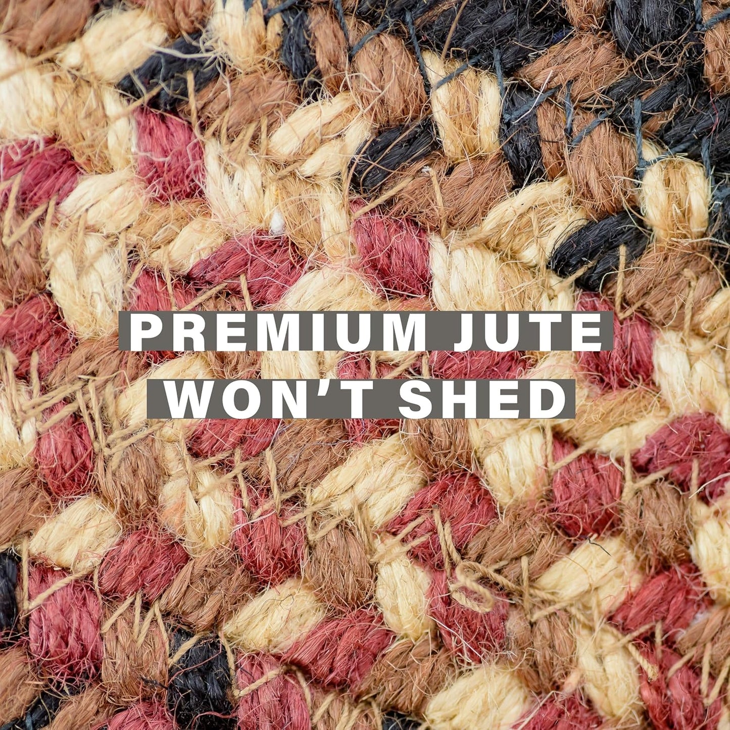 Homespice Prescott Braided Jute Oval Area Rugs 8x10' - Primitive Country Rugs for Living Room and Living Room