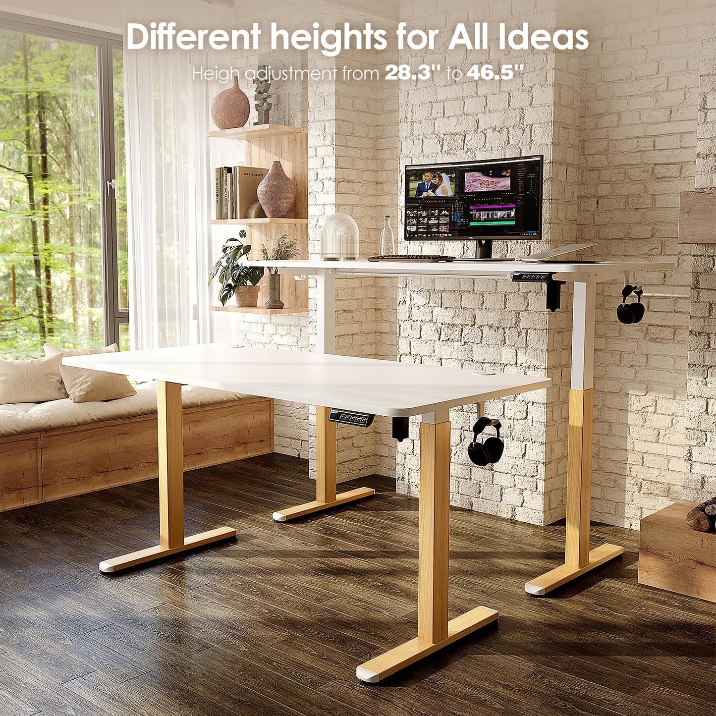 Monomi Electric Standing Desk, 55'' Height Adjustable Ergonomic Home Office Sit Stand Up Desk with Memory Preset Controller, White