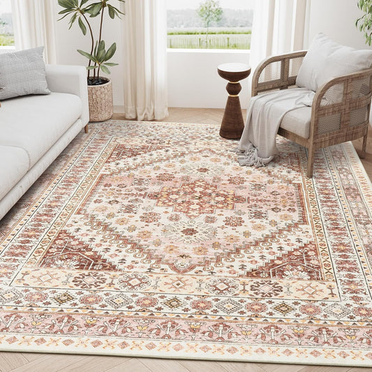 zesthome 6x9 Area Rug, Super Soft Washable Rugs for Living Room, Non-Slip Stain Resistant Vintage Rugs, Ultra-Thin Large Area Rugs