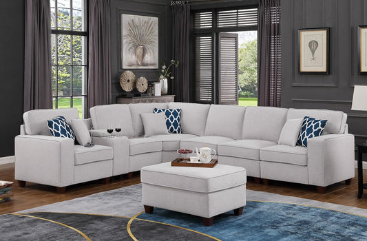 Leio Sectional Modular Sofa with Ottoman for Living Room, Apartment, Bedroom, Office, Dorm