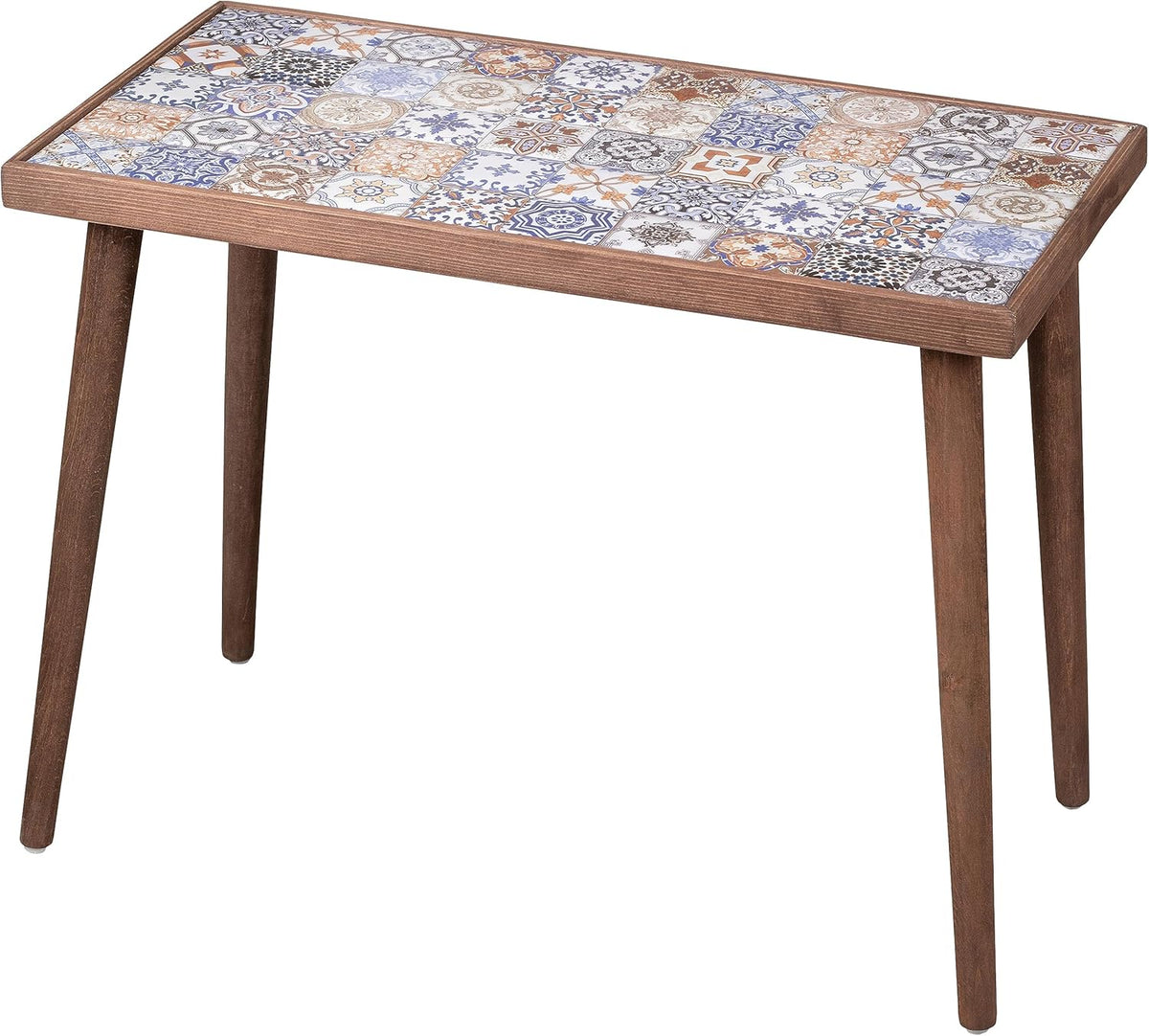 Comfyt Coffee Table, Side End Table, Nightstand Nesting Table Home Decor Bedside Table Accent Table Home Essentials Wood Tiled Top Rustic Ceramic Tiles Mexican Tile Table