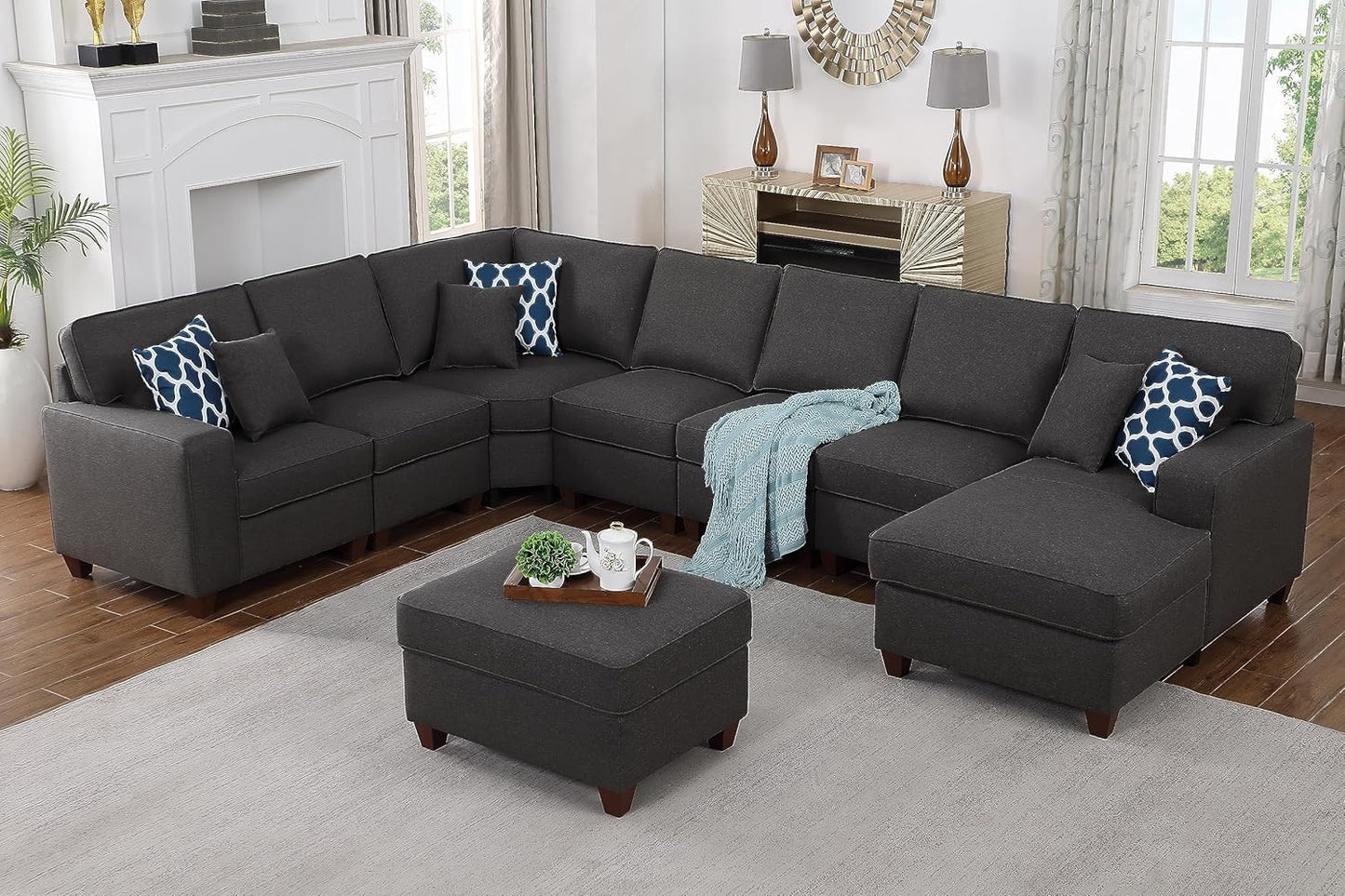 Leio Sectional Modular Sofa with Ottoman for Living Room, Apartment, Bedroom, Office, Dorm