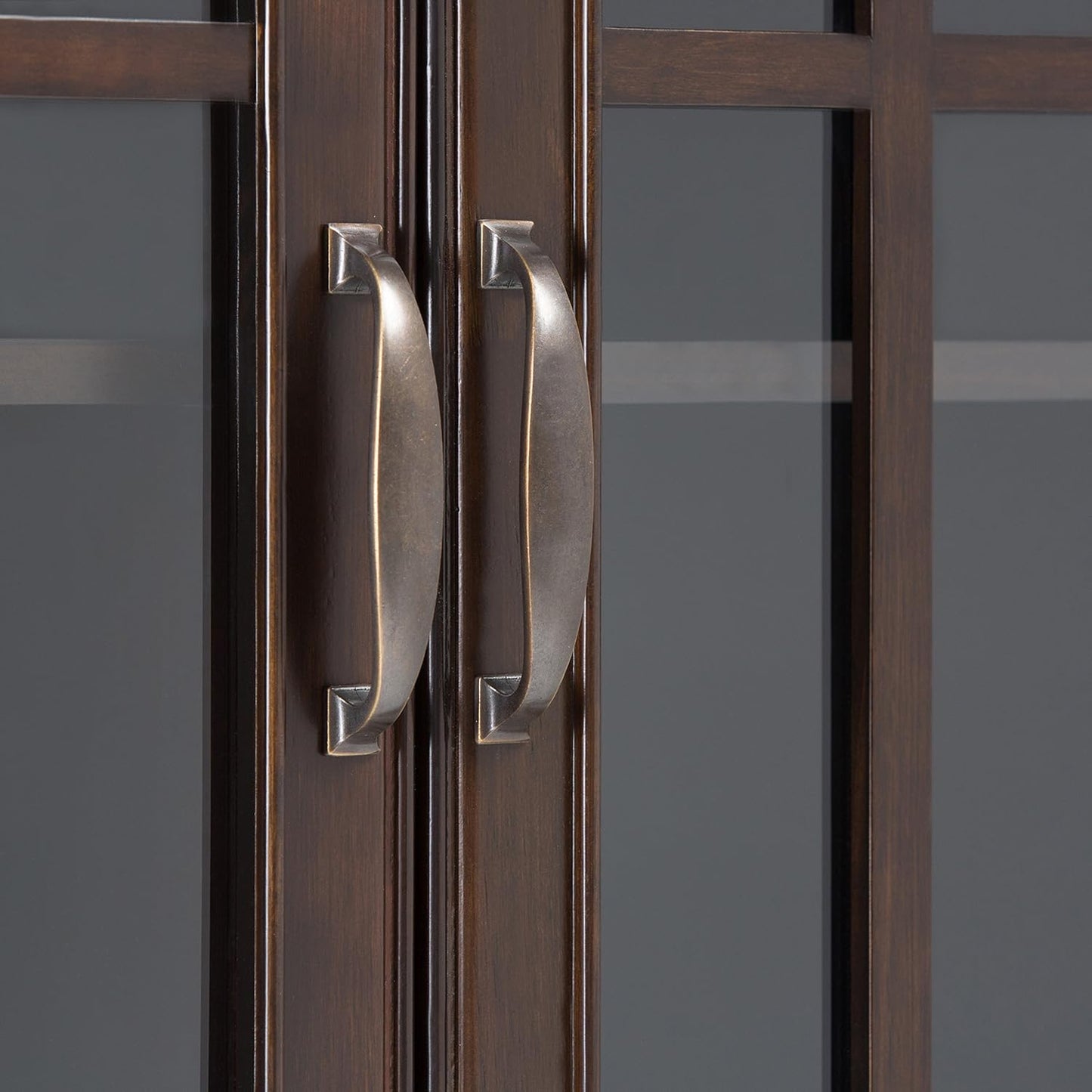 SIMPLIHOME Connaught SOLID WOOD 46 Inch Wide Traditional Tall Storage Cabinet in Dark Chestnut Brown, For the Living Room, Entryway and Family Room