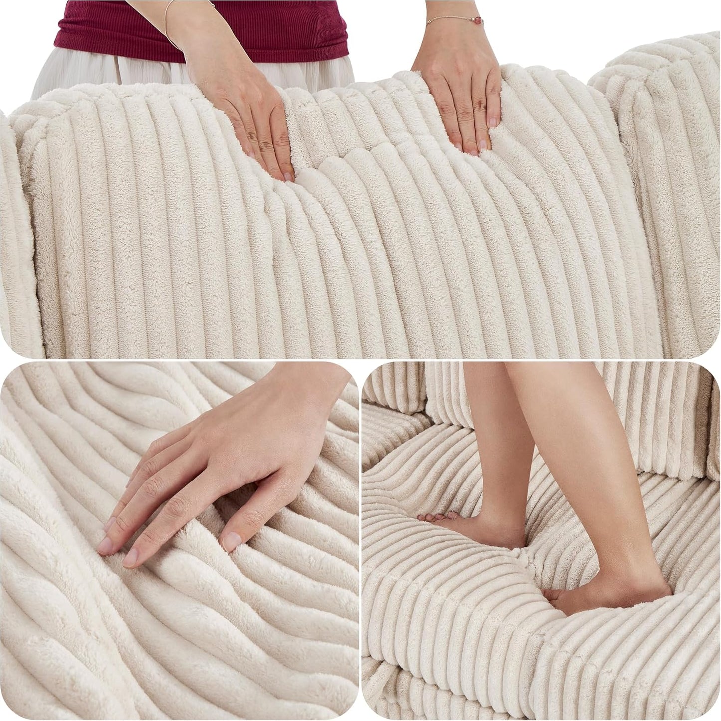 Couch, L-Shaped Sleeper Sofa with Storage, Sectional Couches for Living Room, 5-Seat Couch with Pull Out Bed, Convertible Sofa with USB Charging, for Living Room, Apartment, Beige