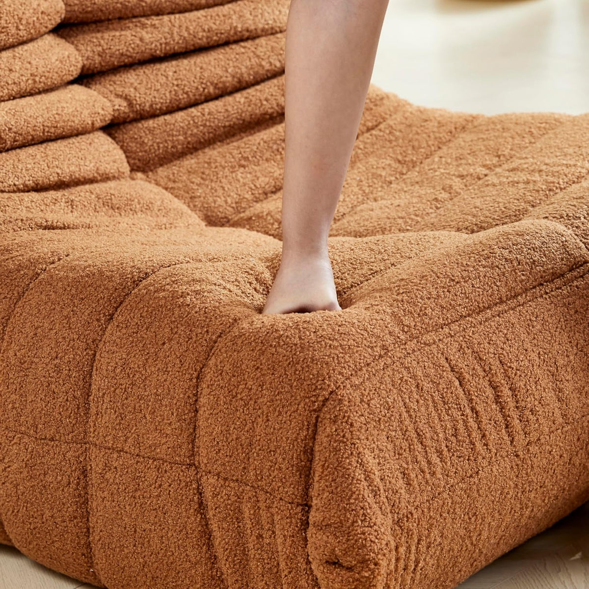 Bean Bag Chair, Fireside Chair Bean Bag Sofa Large Bean Bag Chair for Adults, Bean Bag Chairs for Teens with High Density Comfortable Foam, Memory Foam Bean Bag for Living Room, Bedroom (Orange)