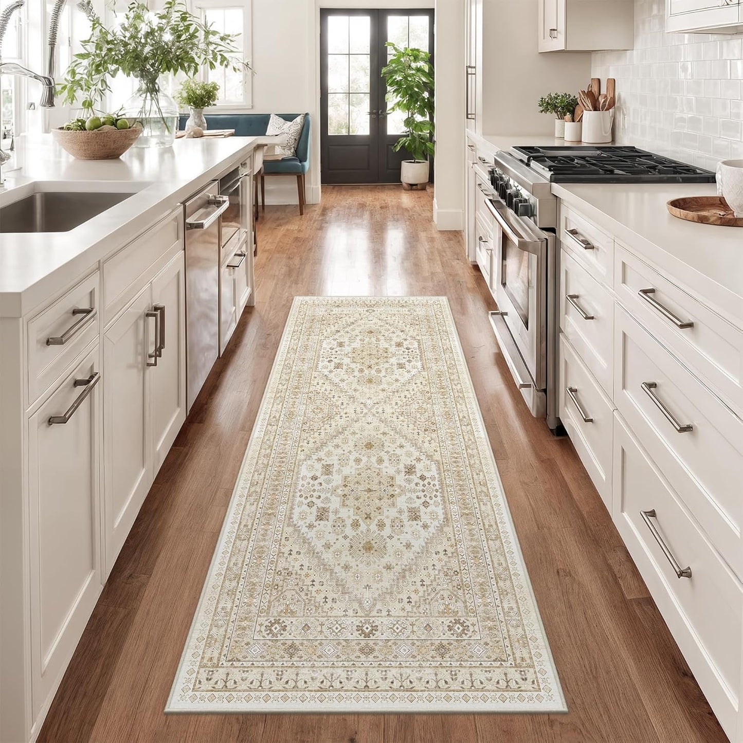 zesthome 2x6 Runner Rug for Hallways, Machine Washable Rug, Non Slip Vintage Low Pile Runners, Stain Resistant Runners for Entryway, Kitchen, Bathroom, Laundry Room, Corridor