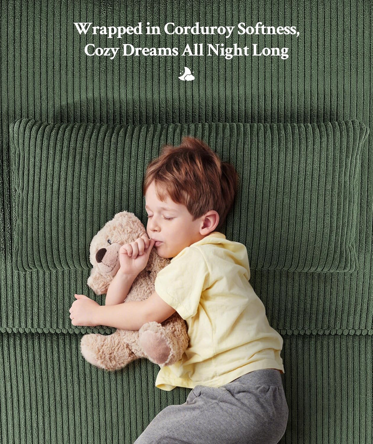 53” Convertible Sofa Bed Couch, Corduroy Couch Bed, 6-Position Loveseat Sleeper Sofa, Love Seat Sleeper Bed 23.6" Extra Deep Seat, Modern Couches for Living Room/Apartment/Home/Office, Green