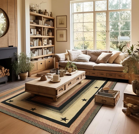 Homespice Gloucester Jute Black 4x6' Braided Area Rug for Living Room, Bedroom and Dining Room. Pet Friendly. Decor Styles- Farmhouse Rug, Rustic, Vintage, Cottage, Primitive, Country, Boho Rug