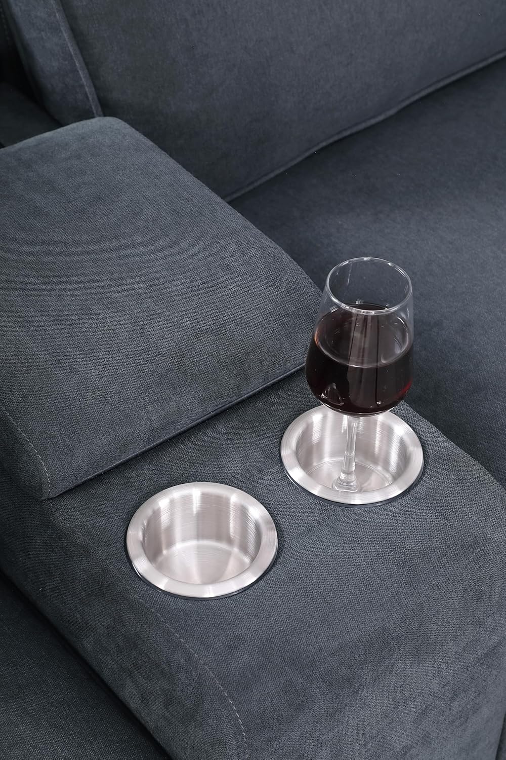 127" Modular Sectional Sofa with Movable Ottoman&Nailhead Trim Armrest,L-Shape Convertible Couch W/Cup Holder,USB Port&Hidden Storage Box,7 Seat Chenille Sectionals,6 Pillow,for Living Room,Gray