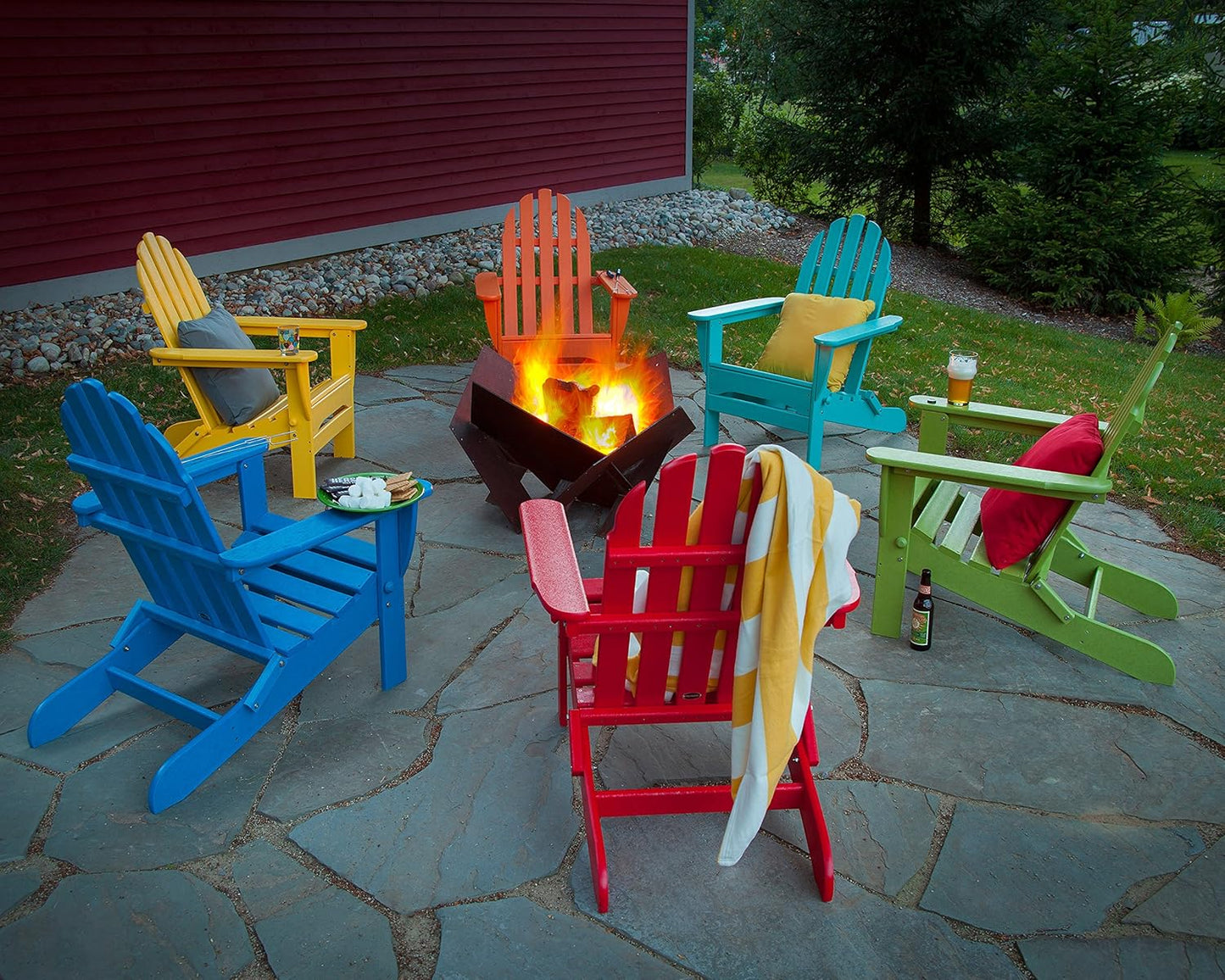 POLYWOOD AD5030AR Classic Folding Adirondack Chair, Height: 35.00" - Width: 29" - Depth: 35.00", Aruba