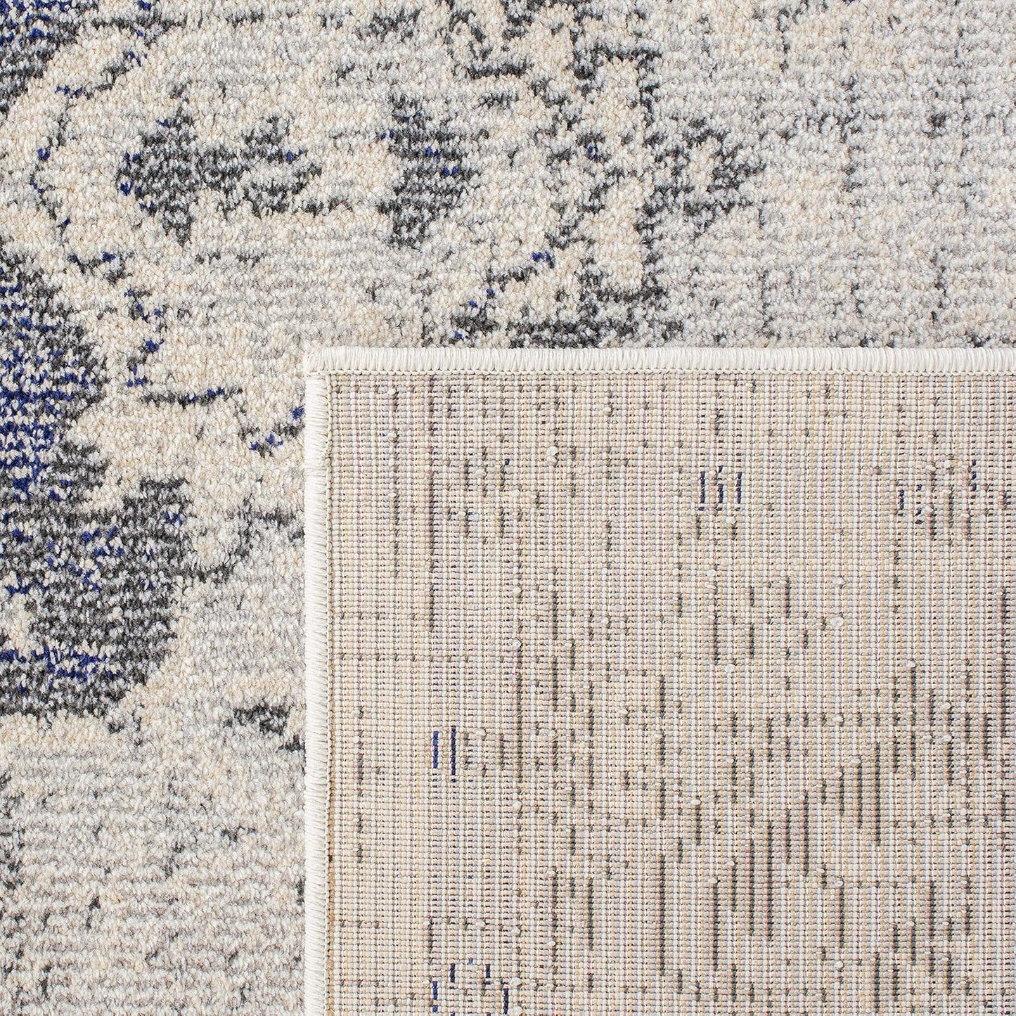 SAFAVIEH Monaco Collection Accent Rug - 4' x 5'7", Ivory & Grey, Boho Medallion Distressed Design, Non-Shedding & Easy Care, Ideal for High Traffic Areas in Entryway, Living Room, Bedroom (MNC243B)