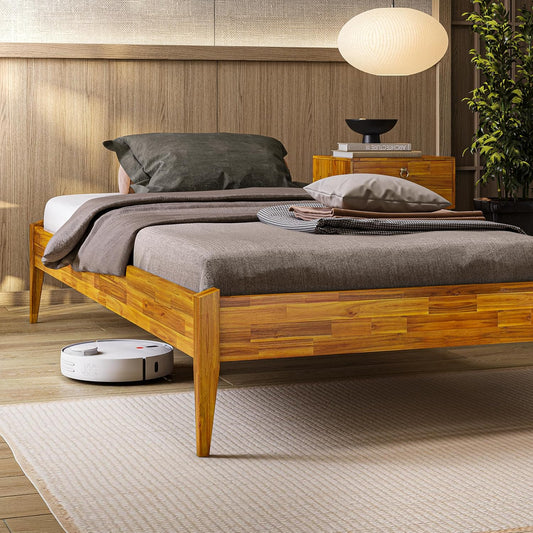 Dinkee Basic Bed Frame Without headboard - Caramel -Full