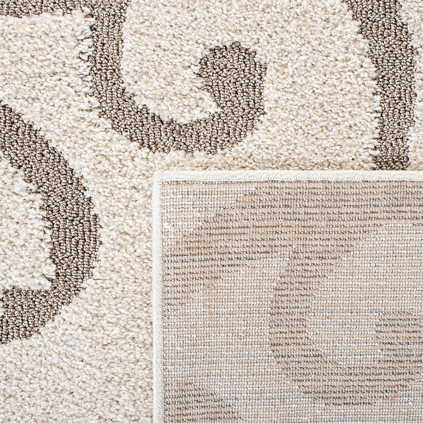 SAFAVIEH Florida Shag Collection Area Rug - 8'6" x 12', Ivory & Beige, Scroll Design, Non-Shedding & Easy Care, 1.2-inch Thick Ideal for High Traffic Areas in Living Room, Bedroom (SG455-13LT)