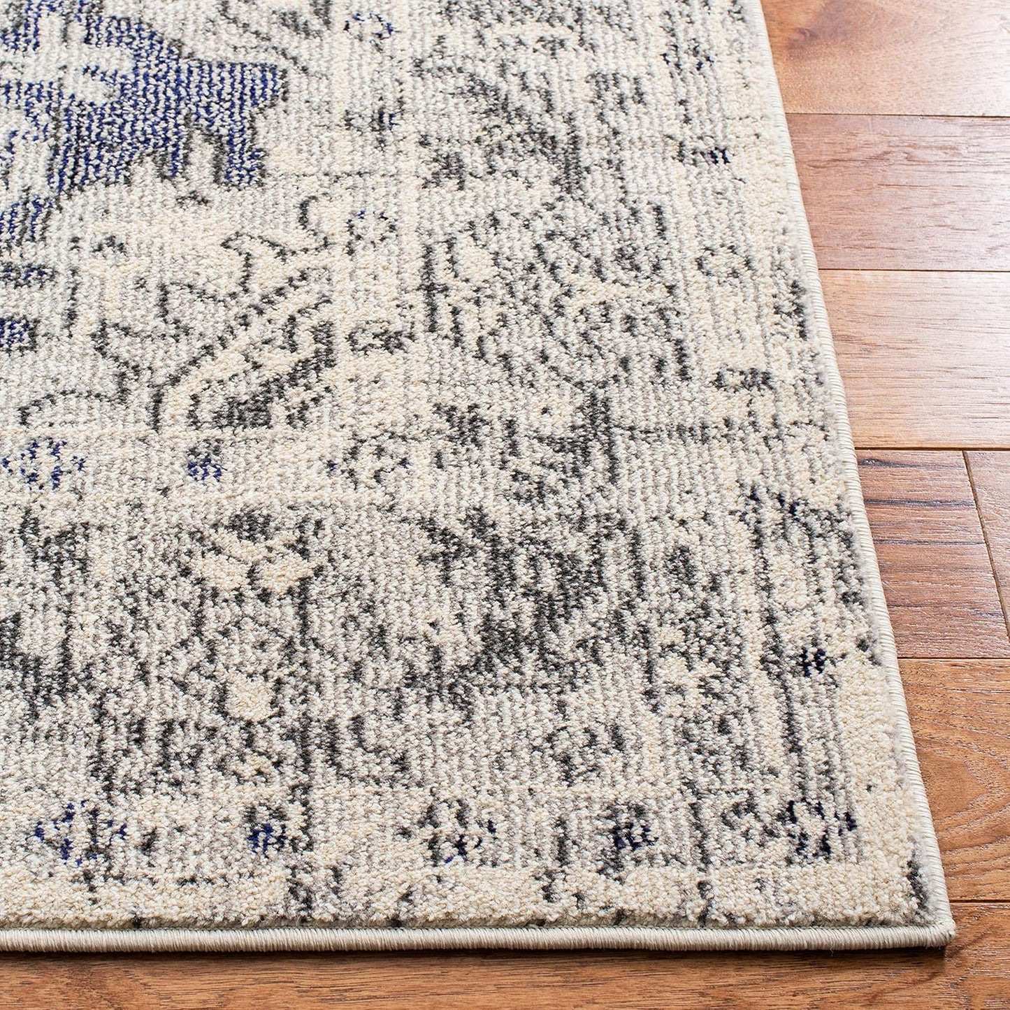 SAFAVIEH Monaco Collection Area Rug - 8' x 10', Ivory & Grey, Boho Chic Medallion Distressed Design, Non-Shedding & Easy Care, Ideal for High Traffic Areas in Living Room, Bedroom (MNC243B)