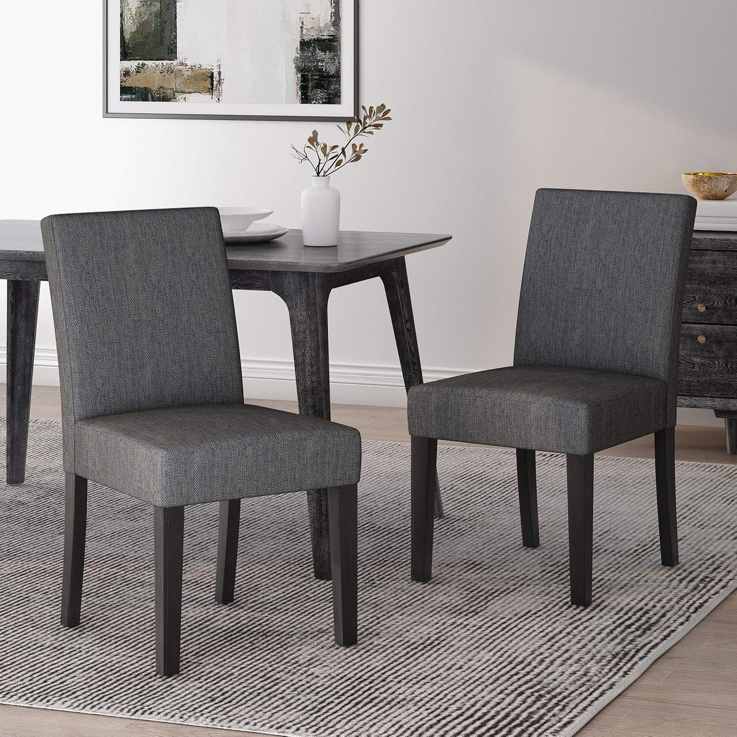 Christopher Knight Home Kuna Contemporary Upholstered Dining Chair (Set of 2), Charcoal + Gray