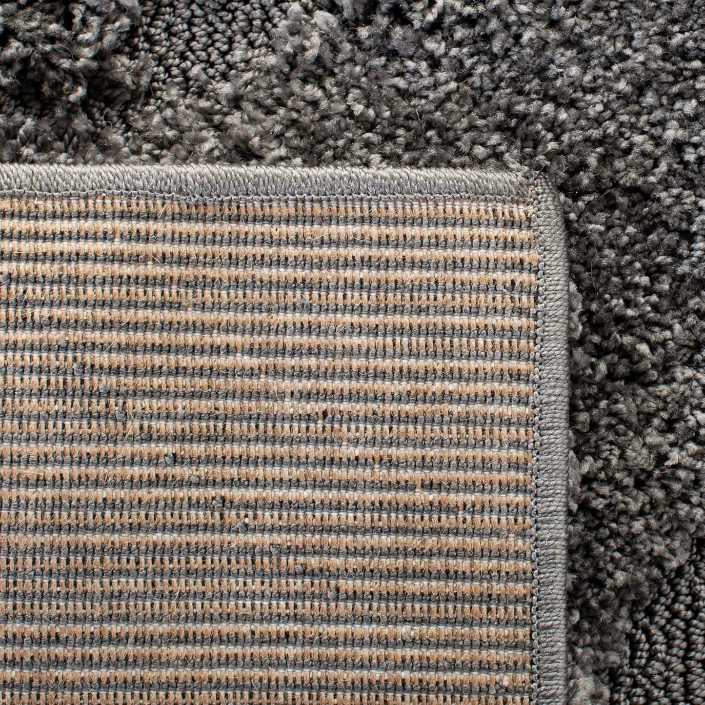 SAFAVIEH Florida Shag Collection Area Rug - 5' Square, Grey, Scroll Design, Non-Shedding & Easy Care, 1.2-inch Thick Ideal for High Traffic Areas in Living Room, Bedroom (SG455-8013)