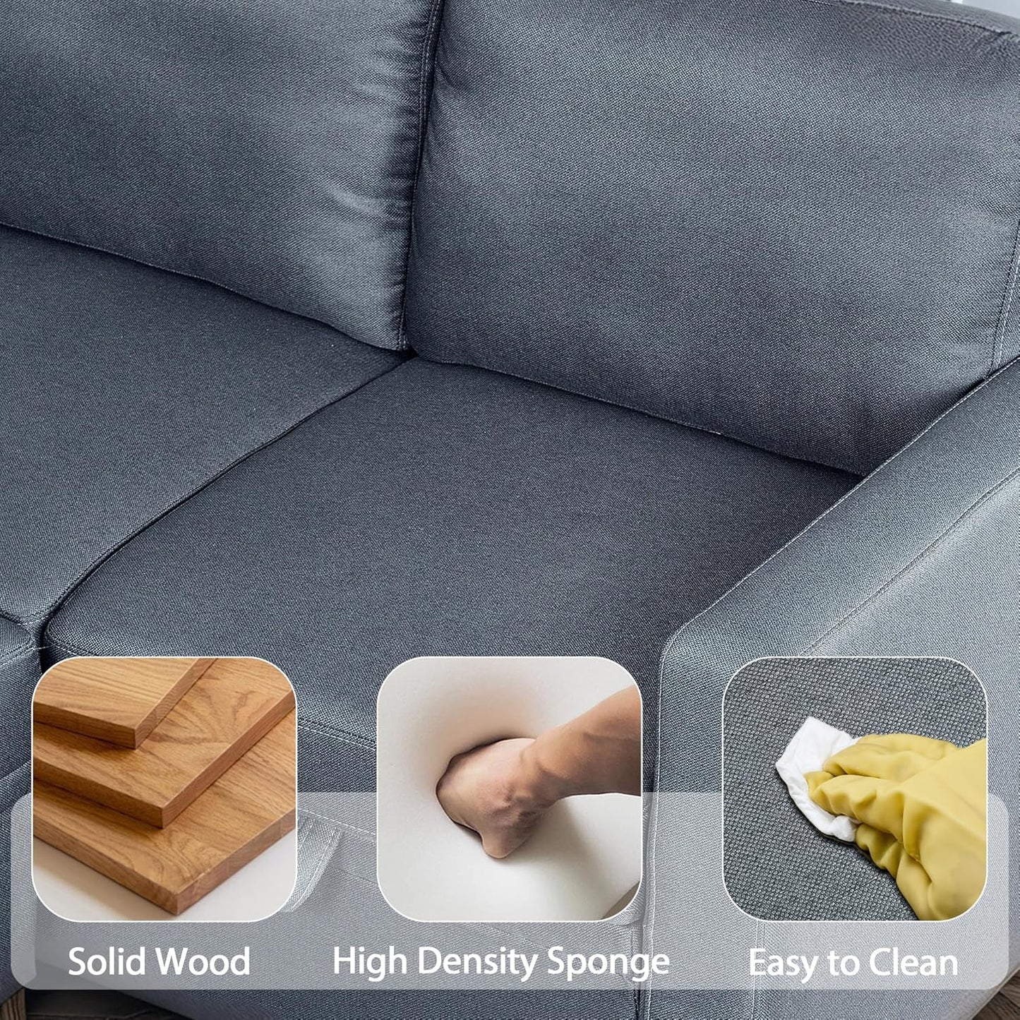 83" Pull Out Sleeper Couch with Storage Chaise, Couch, Sofa Bed, Convertible L Shaped Sofa for Living Room, Apartment, Grey