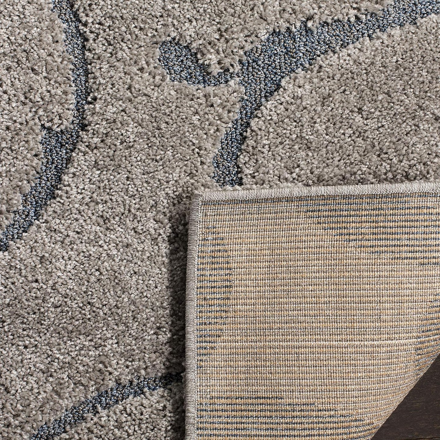 SAFAVIEH Florida Shag Collection Runner Rug - 2'3" x 7', Grey & Light Blue, Scroll Design, Non-Shedding & Easy Care, 1.2-inch Thick Ideal for High Traffic Areas in Living Room, Bedroom (SG455-1160)
