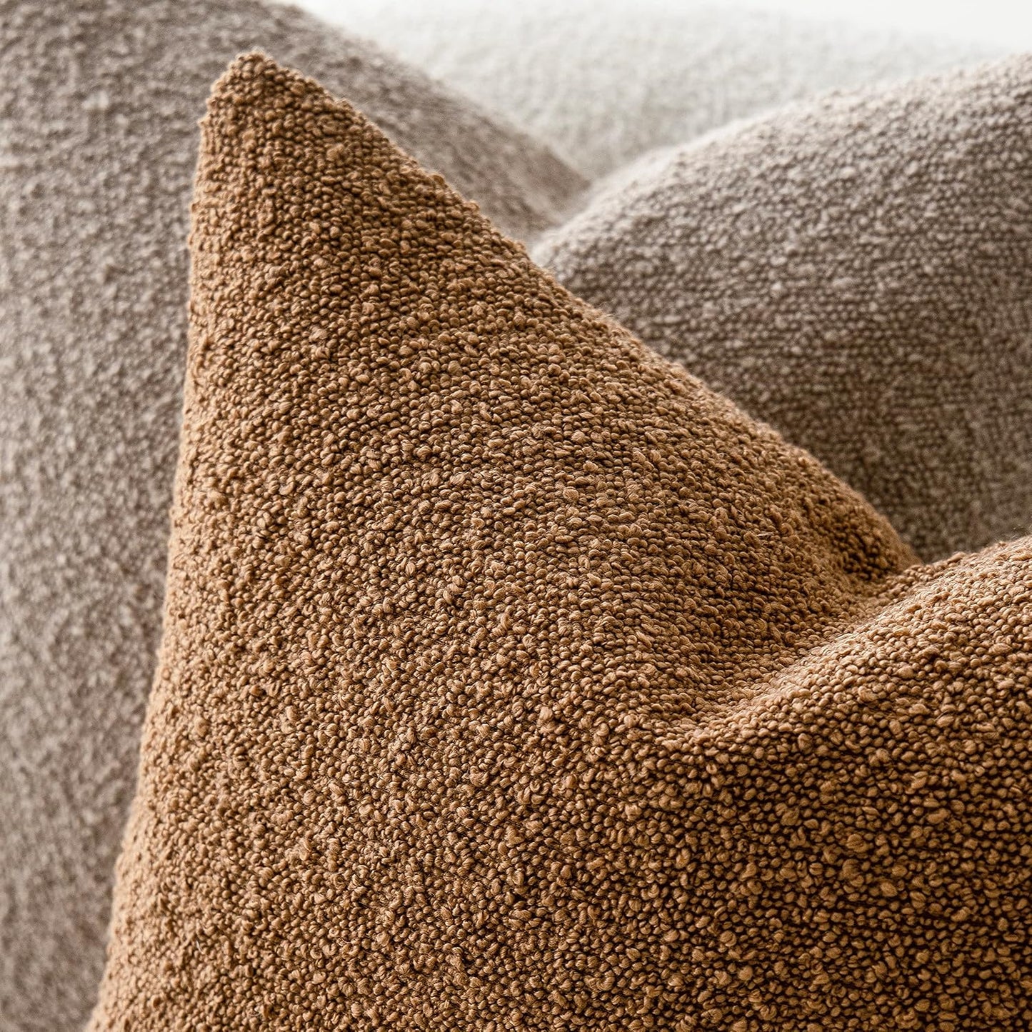Foindtower Pack of 2 Textured Boucle Throw Pillow Covers Accent Solid Lumbar Pillow Cases Cozy Soft Decorative Couch Cushion Case for Chair Sofa Bedroom Living Room Home Decor, 12 x 20 Inch,Tobacco
