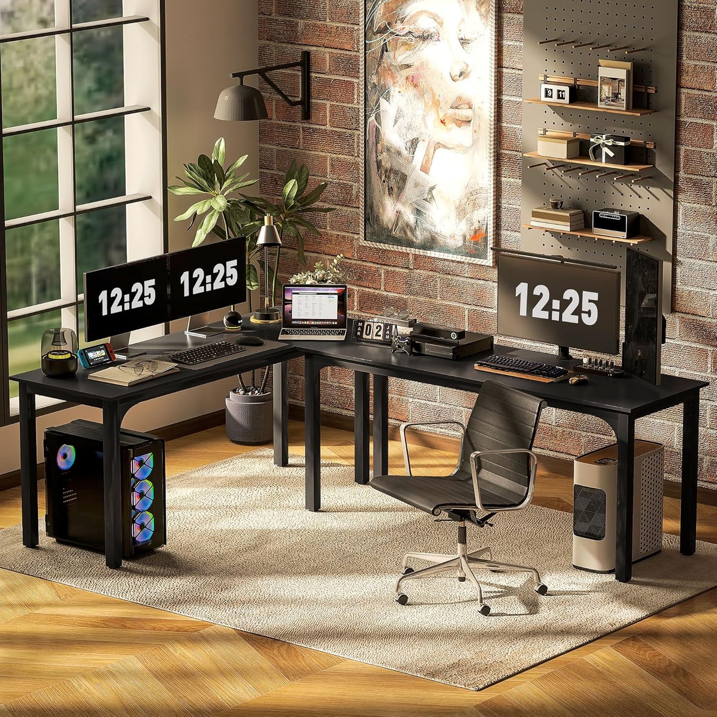 HOMCOM Modern Simple Large Computer Desk, 71" Long Home Office Desk for Two Person, Multi-Purpose Computer Table for Home Office Study, Black