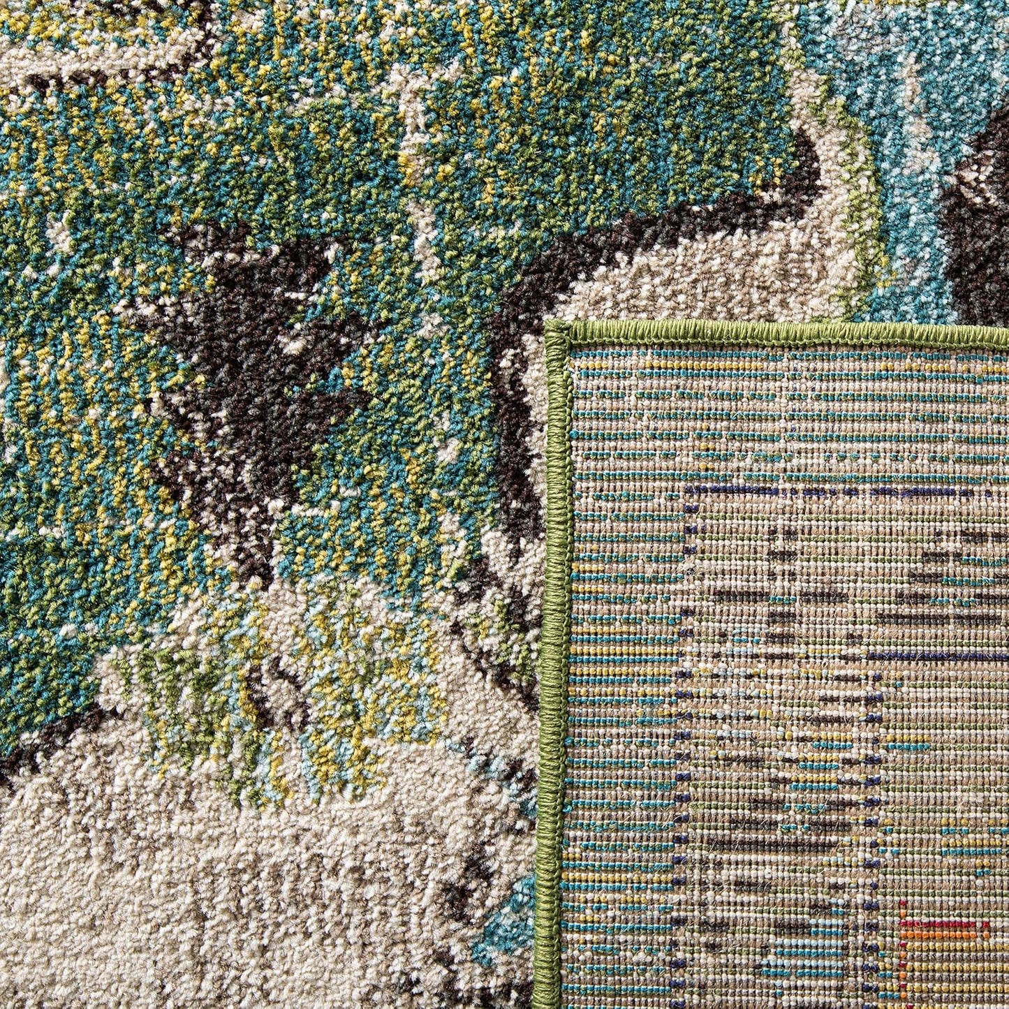 SAFAVIEH Monaco Collection Area Rug - 10' Square, Forest Green & Light Blue, Medallion Distressed Design, Non-Shedding & Easy Care, Ideal for High Traffic Areas in Living Room, Bedroom (MNC243F)